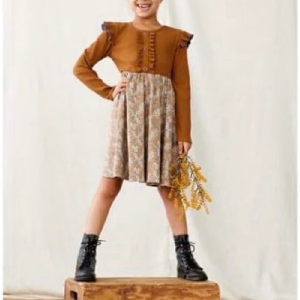 Matilda Jane Secret Fields Golden Love Floral Long Sleeve Dress Sz 6